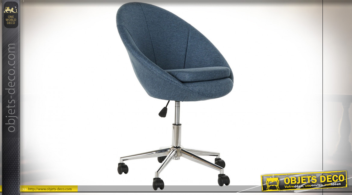 Chaise de bureau ajustable en polyester finition bleu, 89cm