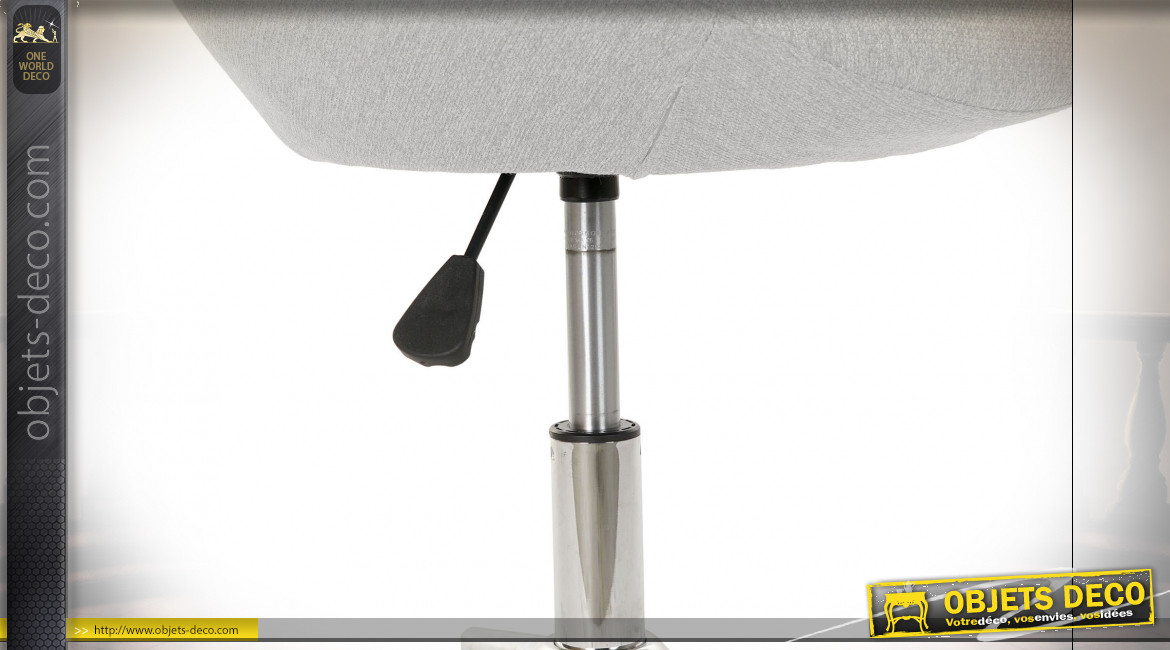 Chaise de bureau ajustable en polyester finition gris clair, 84cm