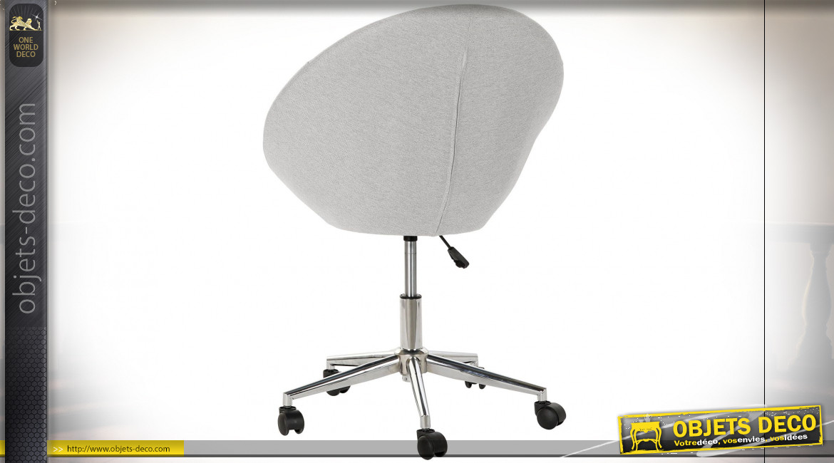 Chaise de bureau ajustable en polyester finition gris clair, 84cm