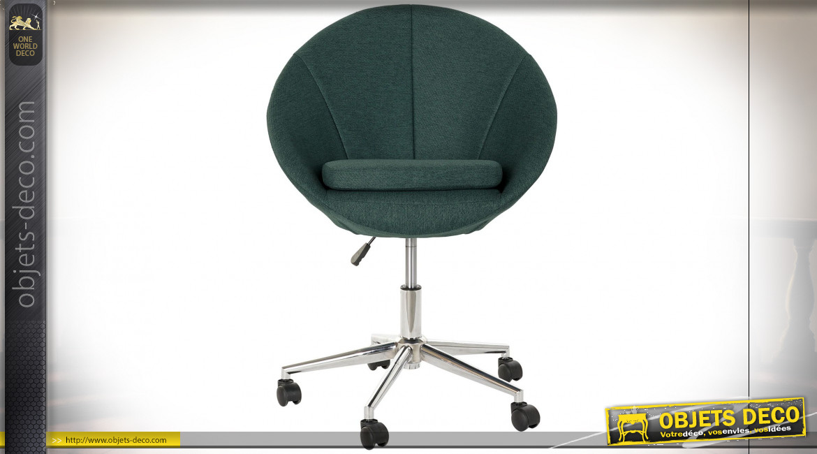Chaise de bureau ajustable en polyester finition vert sapin esprit rétro, 84cm
