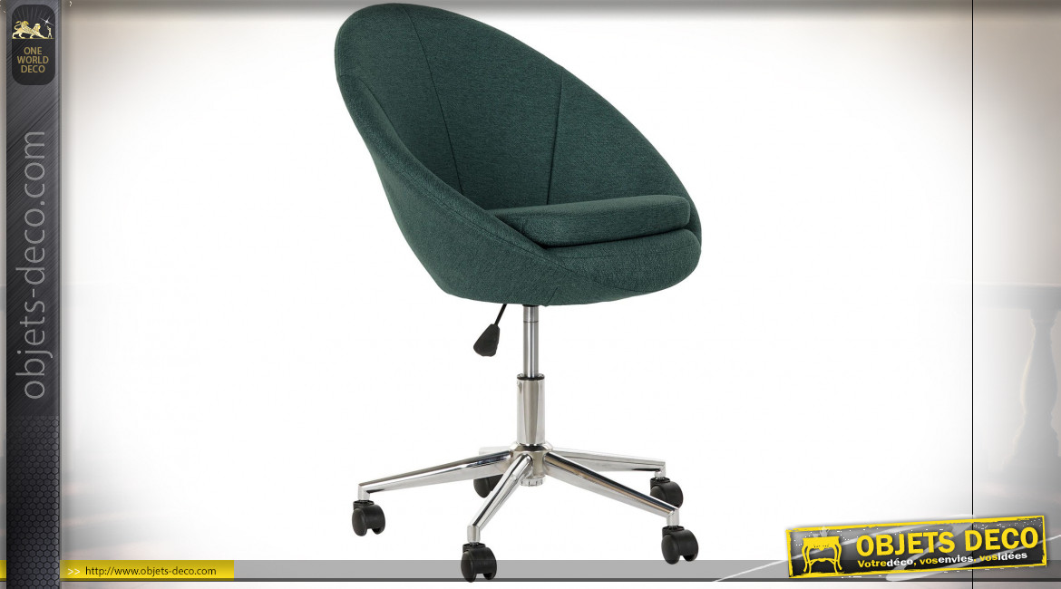 Chaise de bureau ajustable en polyester finition vert sapin esprit rétro, 84cm