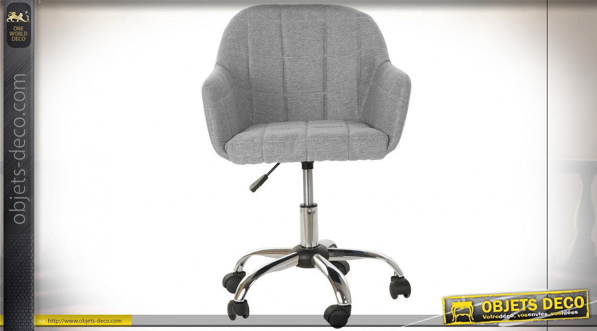 Chaise de bureau en polyester finition gris clair de style contemporain, 81cm