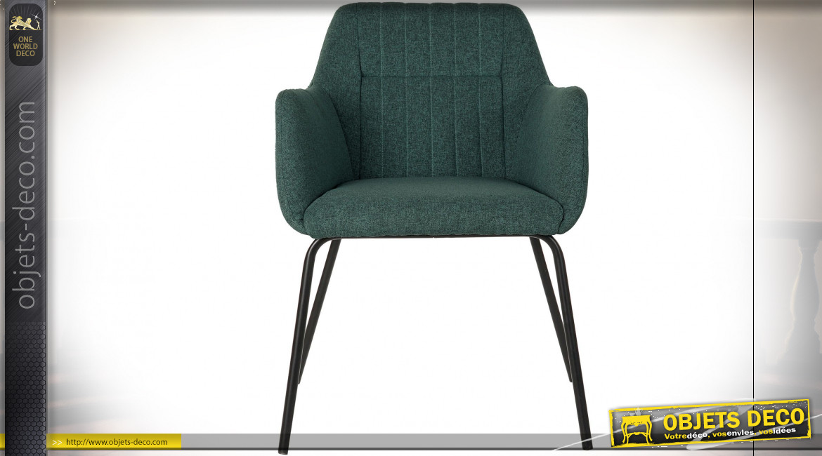 Chaise en métal noir et polyester finition vert sapin ambiance contemporaine, 78cm