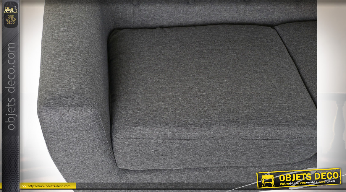 Canapé 2 personnes en polyester finition gris foncé de style contemporain, 146cm