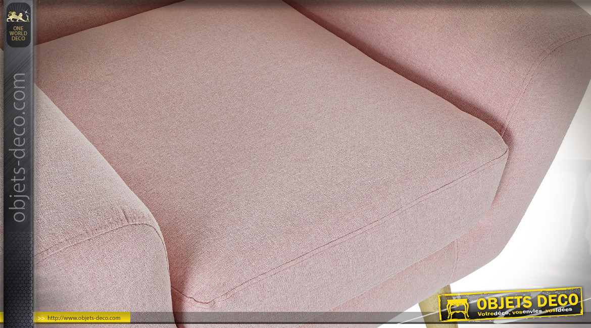 Fauteuil de style contemporain en polyester finition rose pâle, 81cm