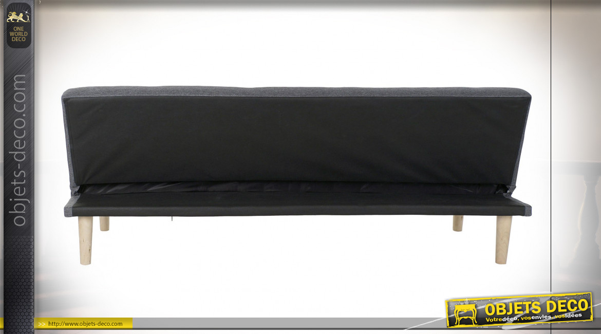 Canapé convertible en polyester finition gris foncé de style scandinave, 180cm