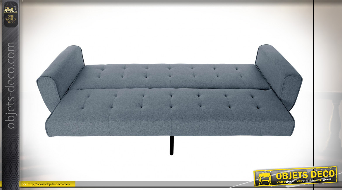 Canapé convertible 3 places en tissu finition gris foncé de style contemporain, 213cm