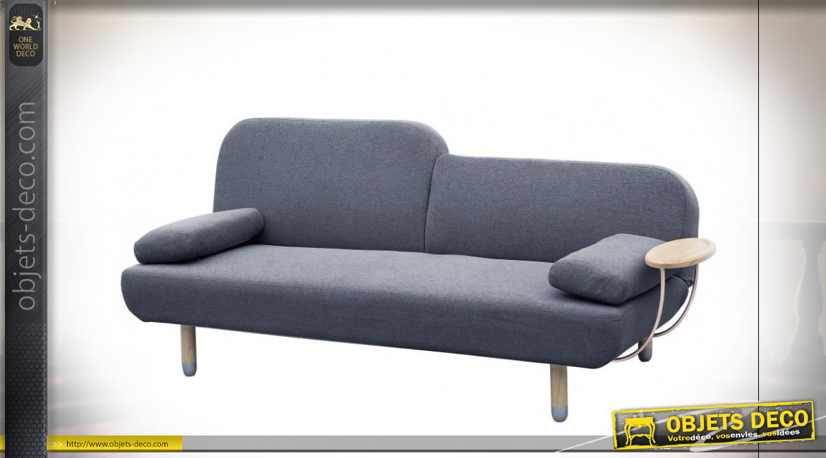 Canapé convertible 3 places en tissu finition gris clair de style moderne, 200cm