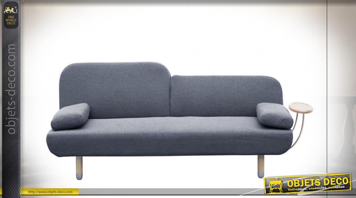 Canapé convertible 3 places en tissu finition gris clair de style moderne, 200cm