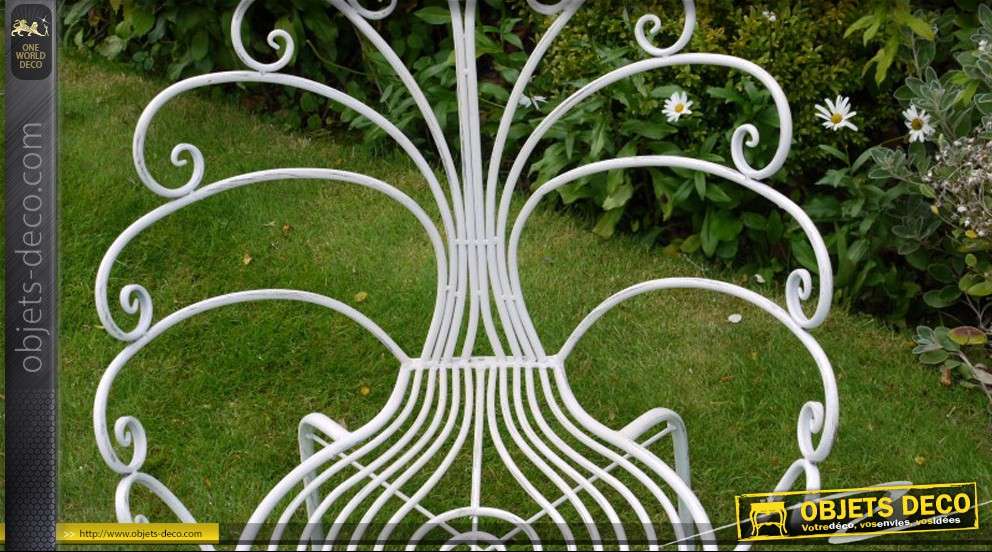 Chaise de jardin en forme de paon coloris blanc antique