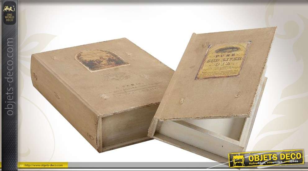 Série de deux livres-coffrets en bois style rétro