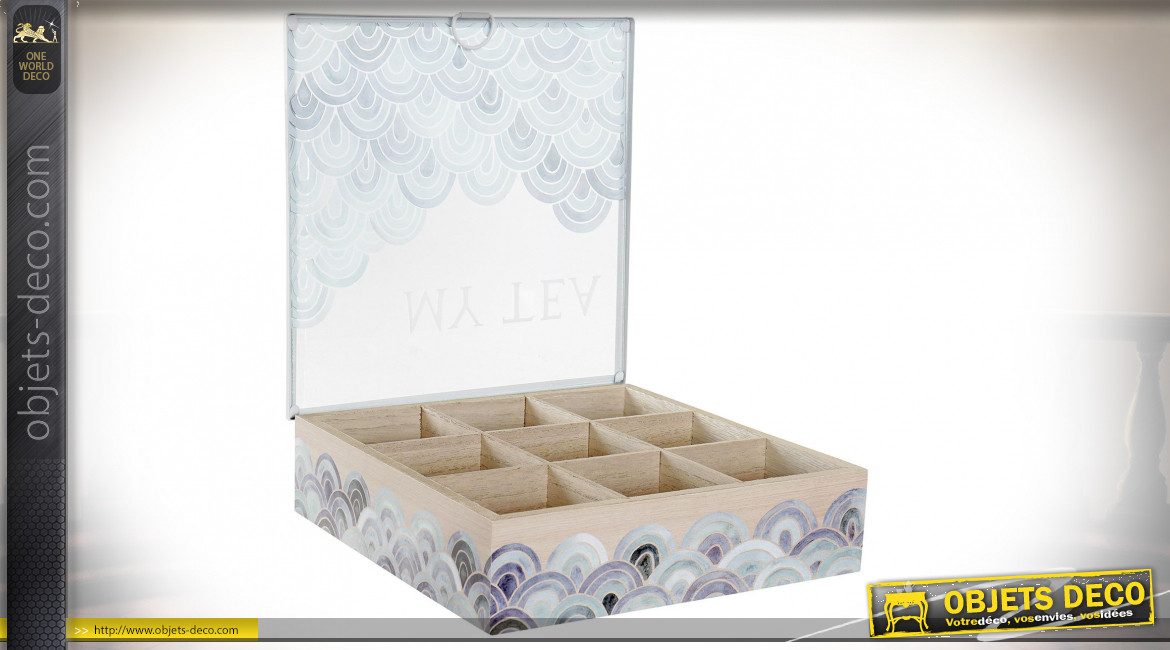 BOÎTE INFUSIONS MDF 24X24X6,5 COQUILLAGES 2 MOD.