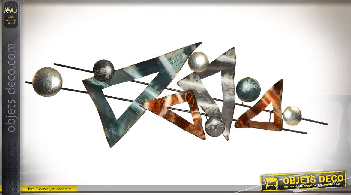 Décoration murale en métal de style abstrait aux formes géométriques - 120 cm