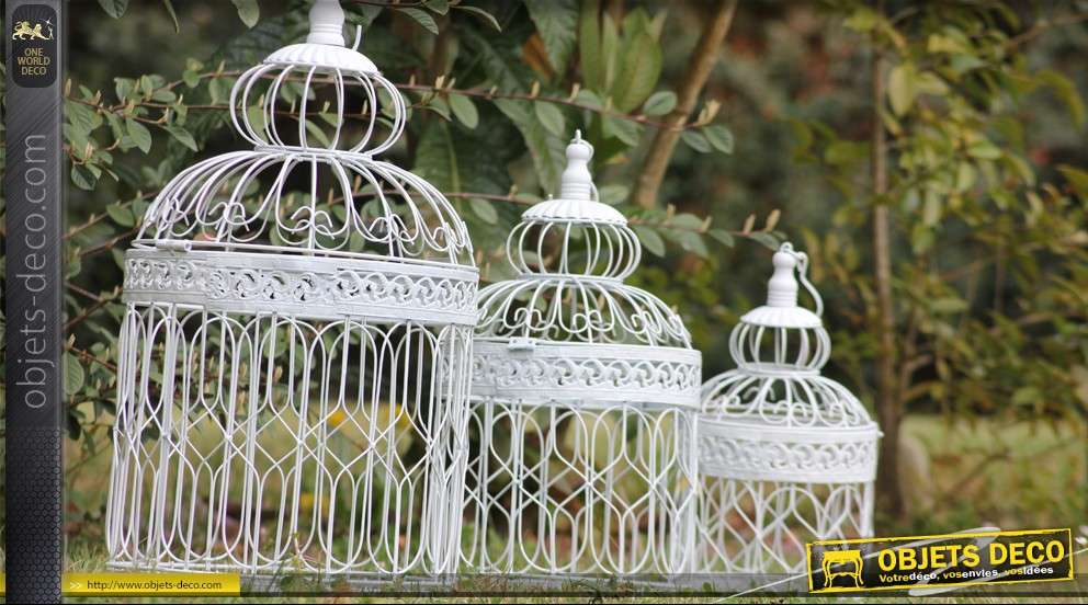 Lot de 3 cages à oiseaux décoratives