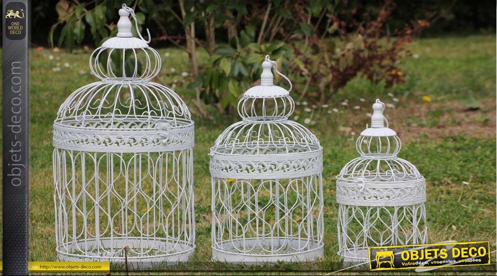 Lot de 3 cages à oiseaux décoratives
