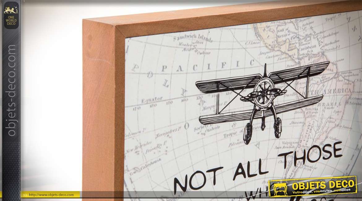 Série de deux cadres en bois sur le thème du voyage et avion des années 30