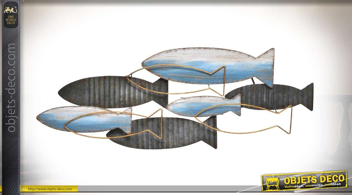 Banc de poisson en metal finition vielli 86 cm