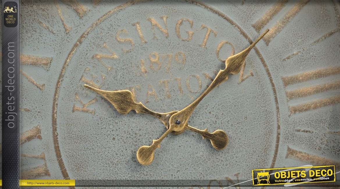 Grande horloge en métal collection Alliage gris effet vieilli et doré antique 72cm