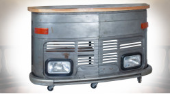 Meuble-bar en forme de calandre de camion en bois et métal 166 cm