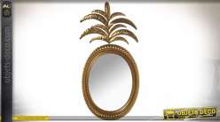 Grand miroir ovale doré avec feuilles de palmier stylisées 86 cm