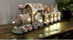 Train décoratif en résine avec éclairage intégré, déco de Noël, 41cm