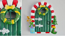 Porte de petite souris, en métal coloré, ambiance Noël et guirlande, 15cm