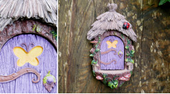 Porte de petite souris, en résine ambiance contes de fées et féérie enfantine, colorée et douce, 21cm