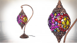 Lampe de salon en métal et pendeloques en acrylique coloré, ambiance orientale chic, 55cm