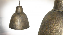 Suspension cloche en métal finition oxydé doré ancien, ambiance indus, Ø40cm