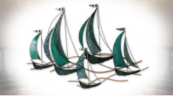 Décoration murale sur le thème des bateaux et voiliers, ambiance bord de mer chic turquoise, 105cm