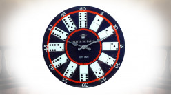 Horloge murale ambiance casino et dominos, Ø38cm