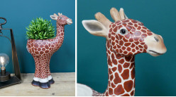 Jardinière déco en résine en forme de girafe, finition réaliste, 43cm