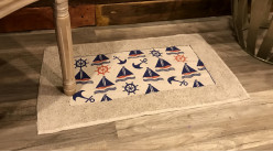 Tapis de bain en coton épais avec impressions de motifs marins, modèle bleu nuit, 70x40cm