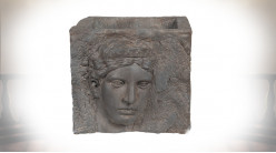 Marcus, cache pot rectangulaire collection Rome Antique, effet pierre taillée finition gris, 43cm