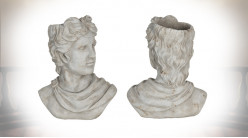 Julius, cache pot décoratif effet pierre taillée, collection Rome Antique, 38cm
