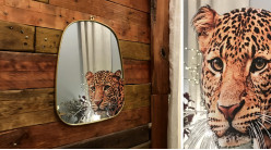 Miroir décoratif à suspendre avec impression de léopard, encadrement doré, 45cm