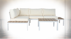 Salon de jardin composé d'un canapé d'angle et table basse, coussins finition beige 212cm