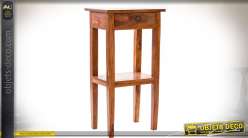 Sellette de style rustique en bois ciré avec tiroir et plateau d'entrejambes 76 cm