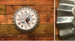 Horloge acier galvanisé rétro effet capsule style campagne