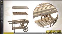 Chariot présentoir en bois style rétro