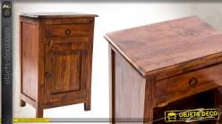 Table de chevet en bois de shesham avec porte et tiroir
