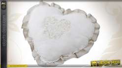 Coussin décoratif en forme de coeur en coton et en lin