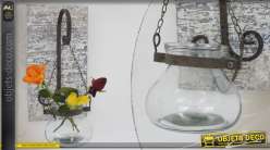 Vase suspendu en verre avec potence murale