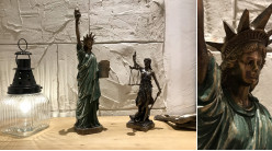 Statue de la Liberté en résine effet bronze vieilli, 48 cm