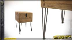 Table d'appoint en bois effet brut et métal - 74 cm de haut
