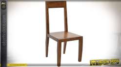 Chaise de style rustique en acacia massif finition ciré brun antiquaire 92 cm