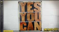 Plaque déco murale vintage en métal : Yes You Can 40 x 30 cm