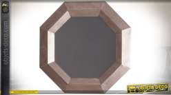 Miroir octogonal en métal finition vermeil cuivré de style industriel Ø 58 cm