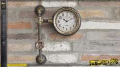 Horloge murale esprit ancien nanomètre en métal, effet ancien doré de style industriel