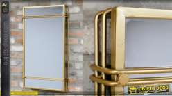 Miroir fabriqué en métal de style moderne, finition doré effet brossé 81cm